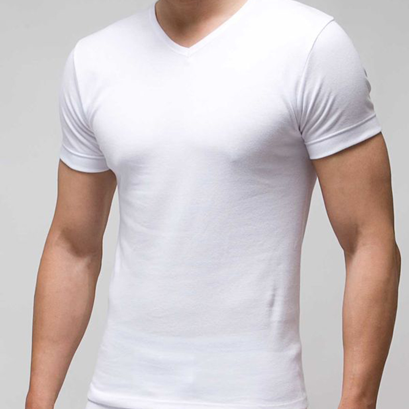 Camiseta interior hombre manga corta cuello pico 100% algodón