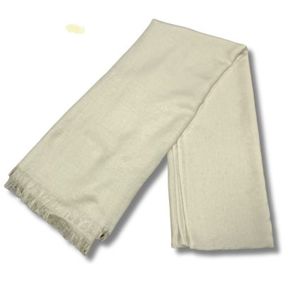 Bufanda Floreada Blanca con fleco