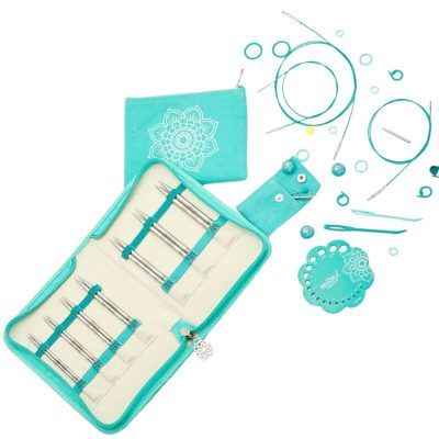 Set de agujas intercambiables KnitPro Mindful Believe 13 cm con estuche y accesorios