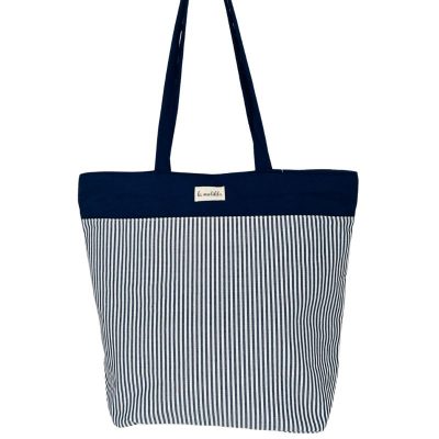 Bolsa grande rayas blanco marino Matilda
