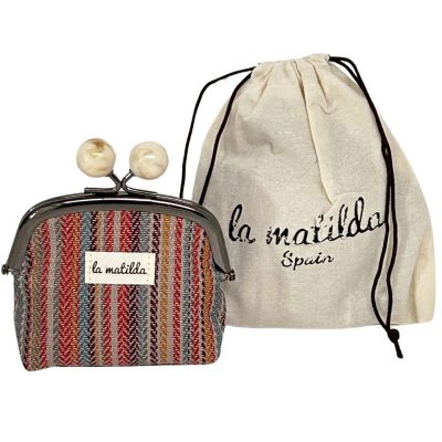 Monedero con cierre bolas la matilda stripe rose