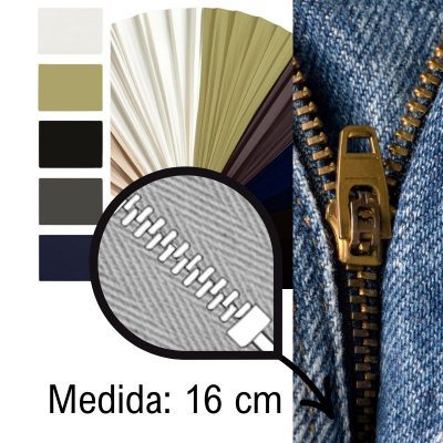 Cremallera Metal Oro 16mm