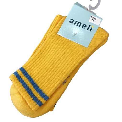 Pack 2 Pares Calcetines Sport Escolar Amarillos con Rayas - Imagen 2