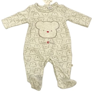 Pijama bebe gris osito