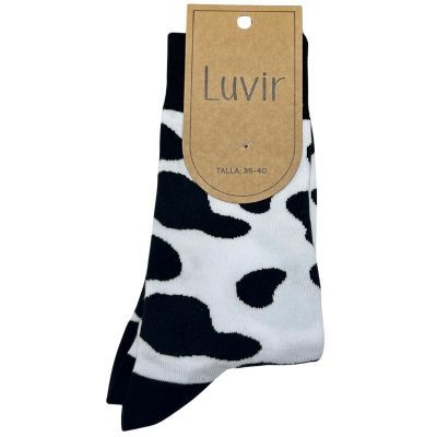 Calcetines de mujer dibujo vaca blanco y negro talla única