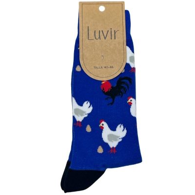 Calcetines dibujados hombre algodón LV04 modelo gallinas