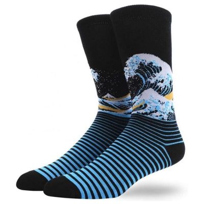Calcetines dibujados hombre algodón LV04 modelo olas