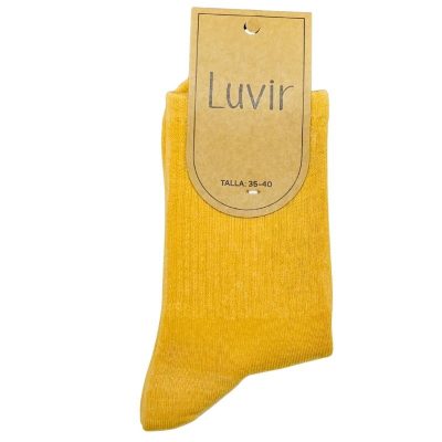 calcetin deportivo algodon mostaza