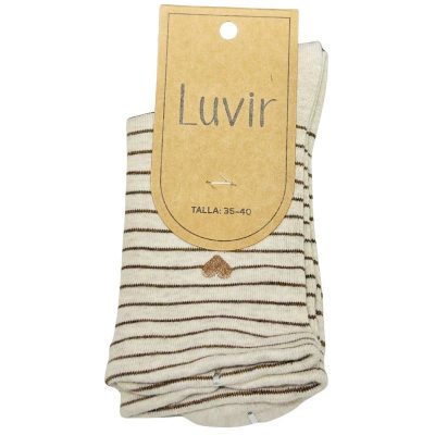 calcetin rayas beige