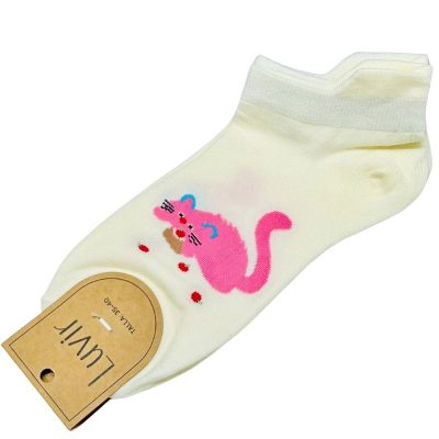 CALCETIN TOBILLERO BEIGE GATO