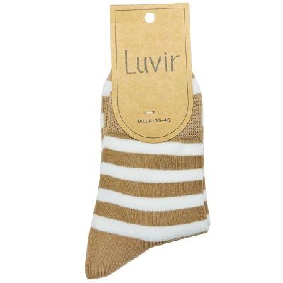 calcetin reciclado rayas blanco arena