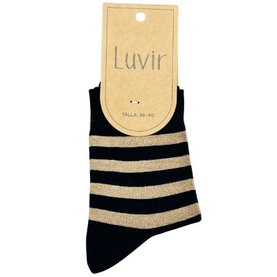calcetin rayas negro marron