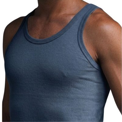 Camiseta de tirantes para hombre color marino claro grisáceo de algodón