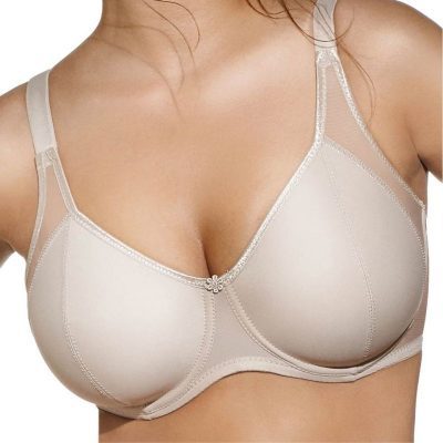 Sujetador reductor RENATA de tejido simplex con tul color tierra copa C