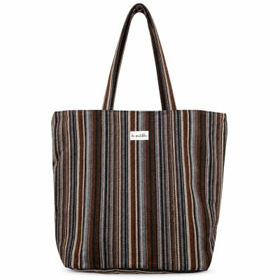 Bolsa grande La Matilda Estampado marron rayas 88