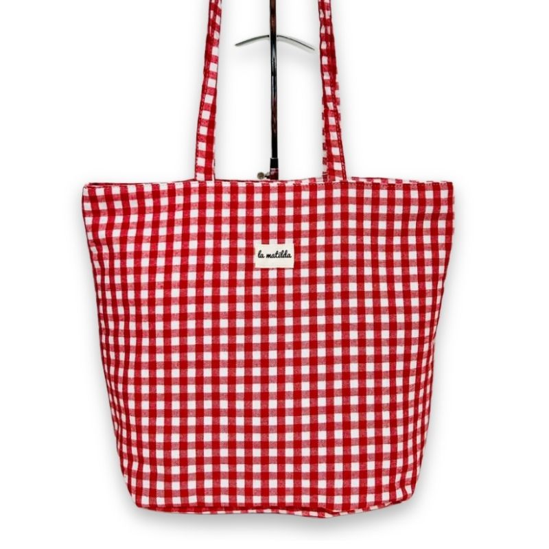 Bolsa grande M105 Vichy rojo estampado 22
