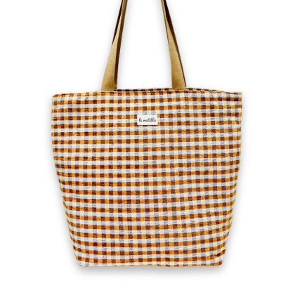 Bolsa grande vichy mostaza gingham M105 estampado 96