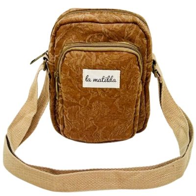 Bolso cuelga móvil tostado floral